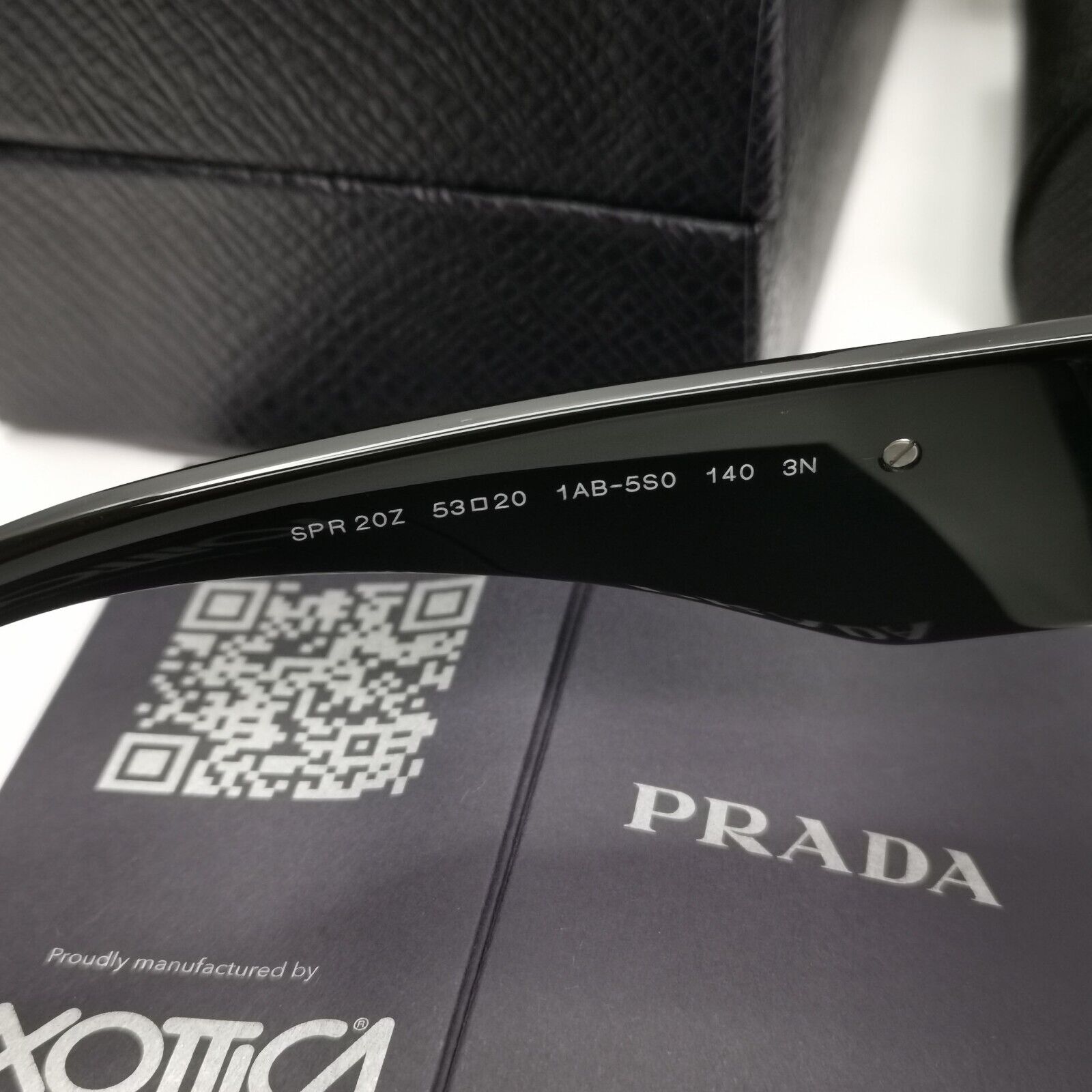 Prada Triangle Sunglasses Black Symbole Square PR20ZS SPR 20Z 1AB-5S0