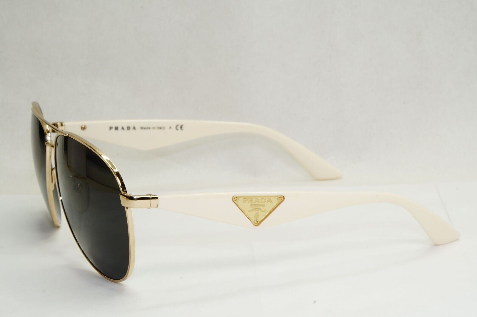 Prada Sunglasses Triangle Black Gold White Pilot PR53QS SPR 53Q ZVN-0A6 180324