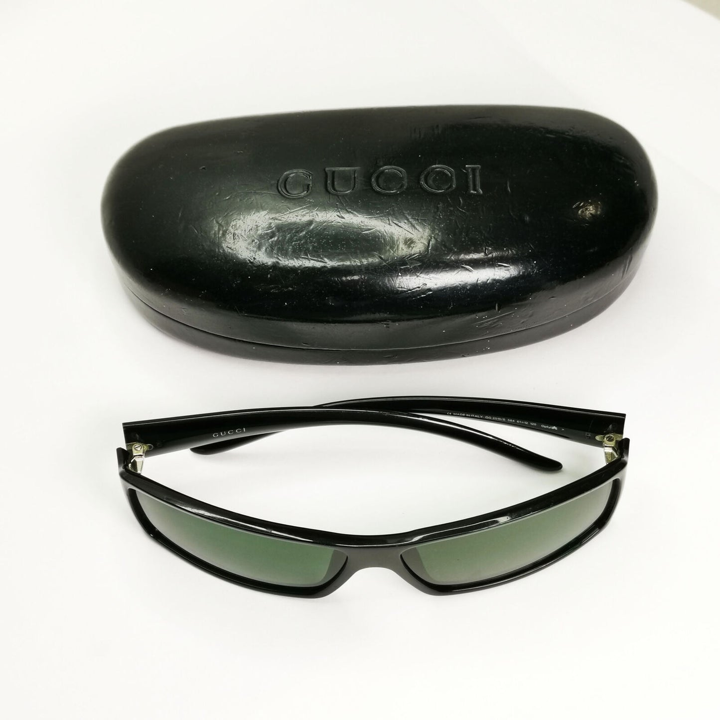 Gucci 1998 Sunglasses Black Green Slim Rectangle Retro GG 2515/S 584 290323