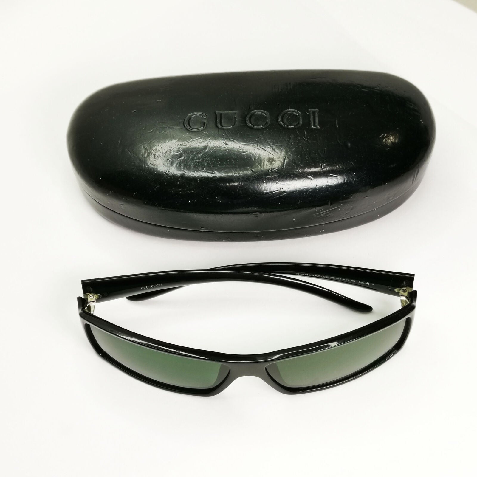 Gucci 1998 Sunglasses Black Green Slim Rectangle Retro GG 2515/S 584 290323