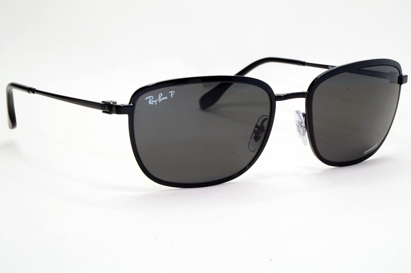 Ray-Ban Sunglasses Polarized Chromance Black Metal Wrap RB 3705 002/K8 57mm