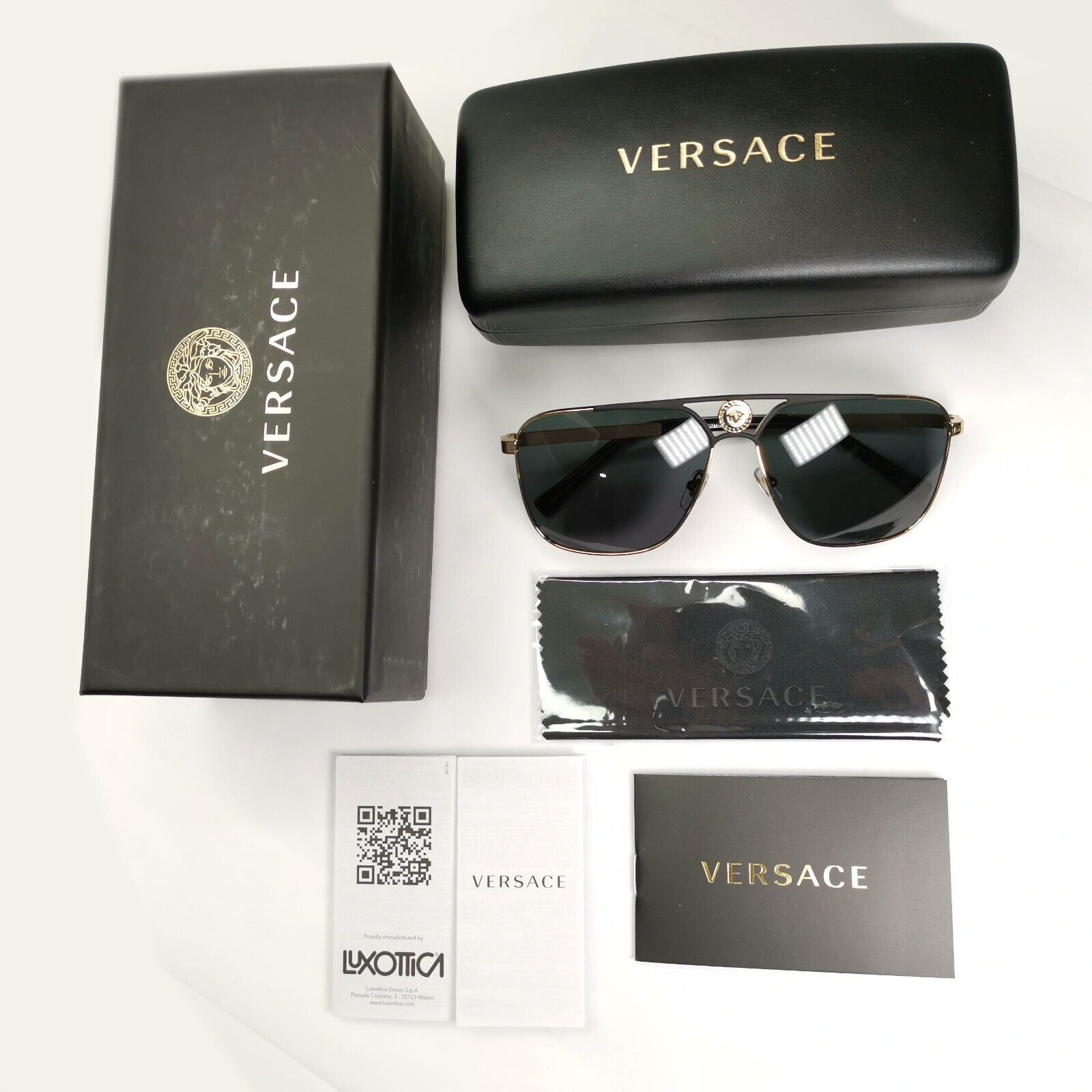 Versace Sunglasses Gold Black Medusa Square Metal MOD 2238 1436/87