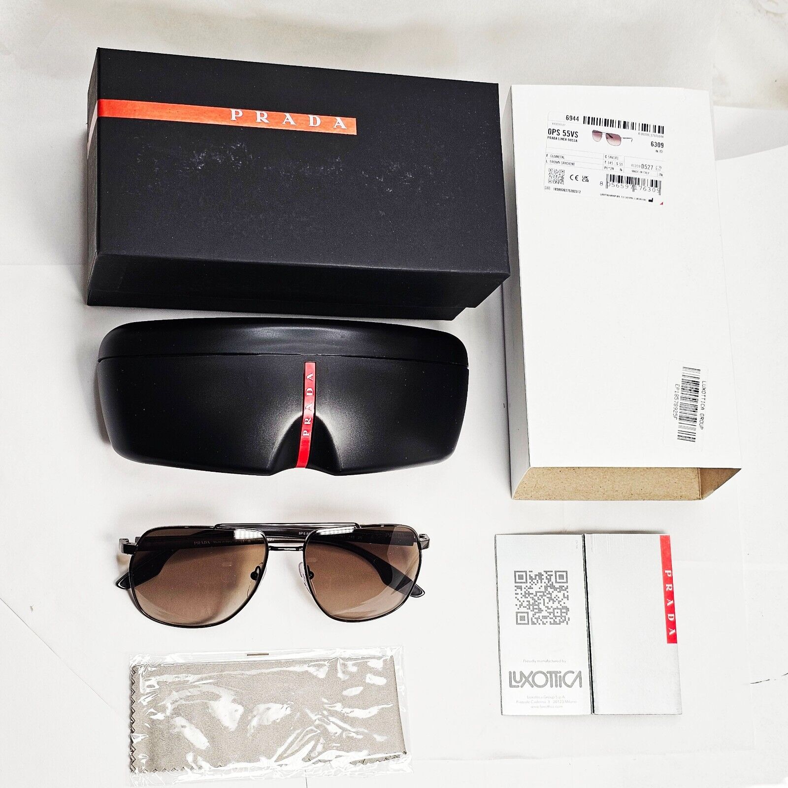 Prada Sunglasses Brown Gradient Pilot Gunmetal PS55VS SPS 55V 5AV-1X1 59mm