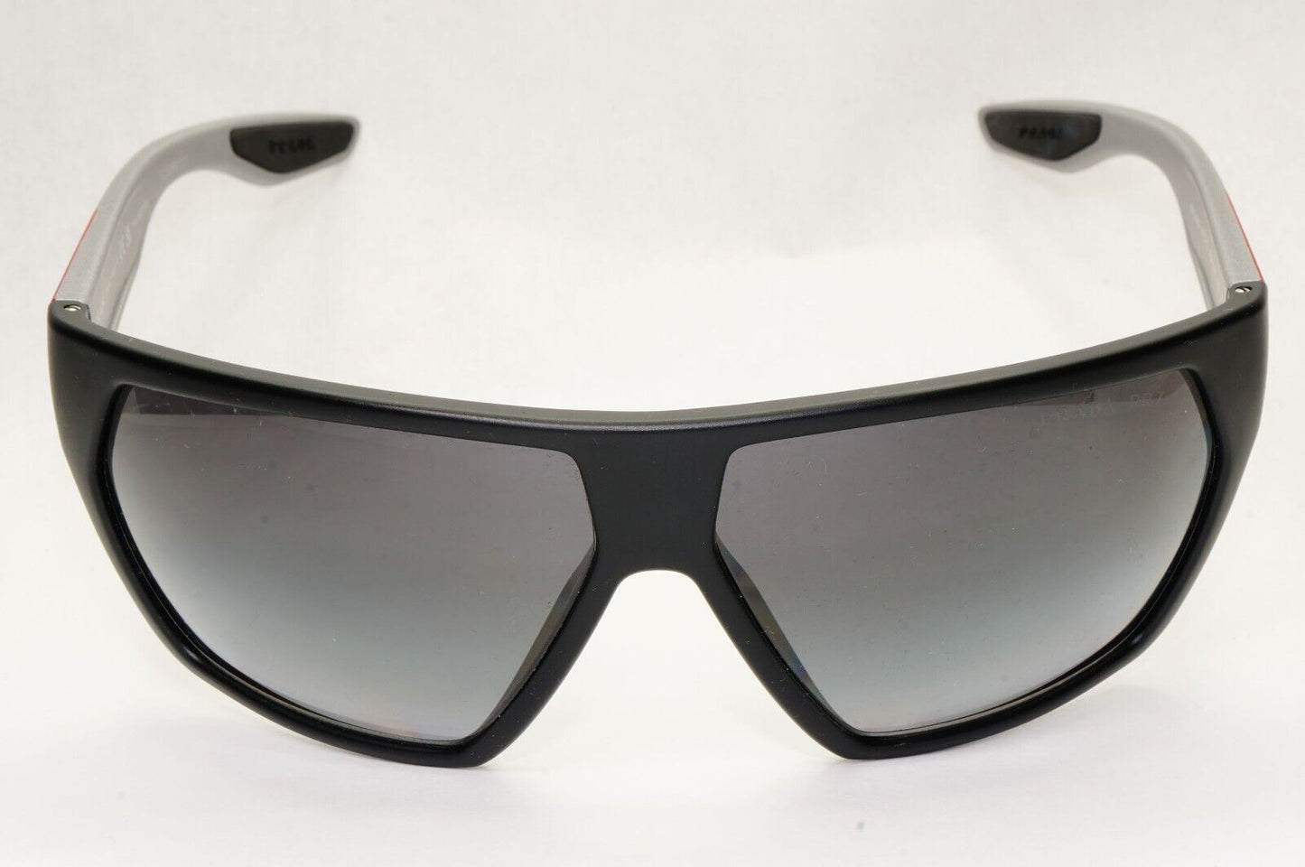 Prada Sunglasses Polarized Black  Wrap Grey Rubber PS08US SPS 08U 453-5W1 [a]