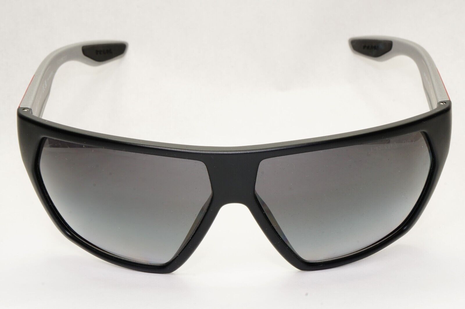Prada Sunglasses Polarized Black  Wrap Grey Rubber PS08US SPS 08U 453-5W1 [a]