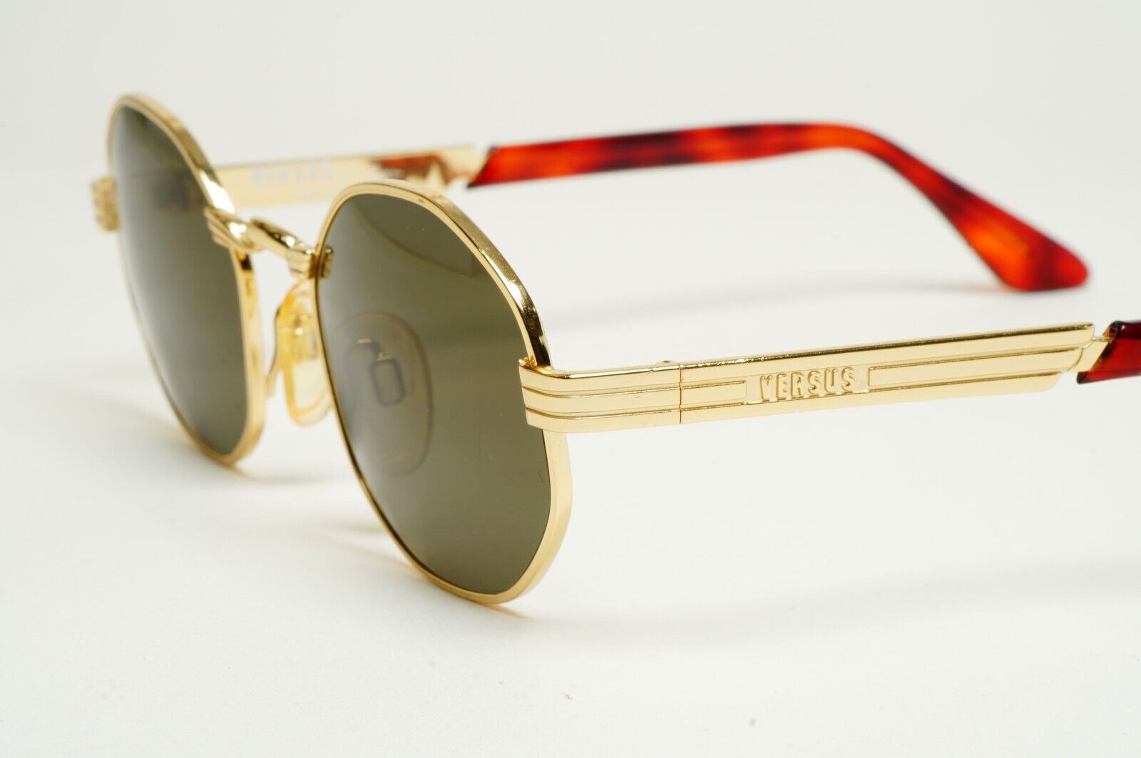 Versus Sunglasses 1996 by Gianni Versace Vintage Gold Hexagon MOD F09 COL 030