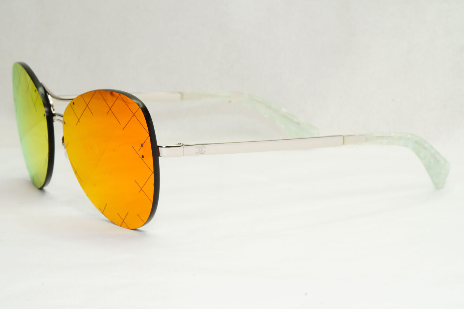 Chanel Sunglasses Mirrored Orange Yellow Silver Rimless 4218 c.124/6Q