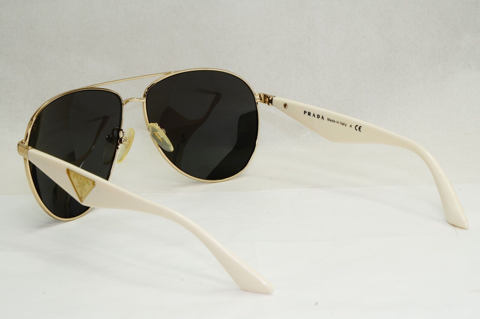 Prada Sunglasses Triangle Black Gold White Pilot PR53QS SPR 53Q ZVN-0A6 180324