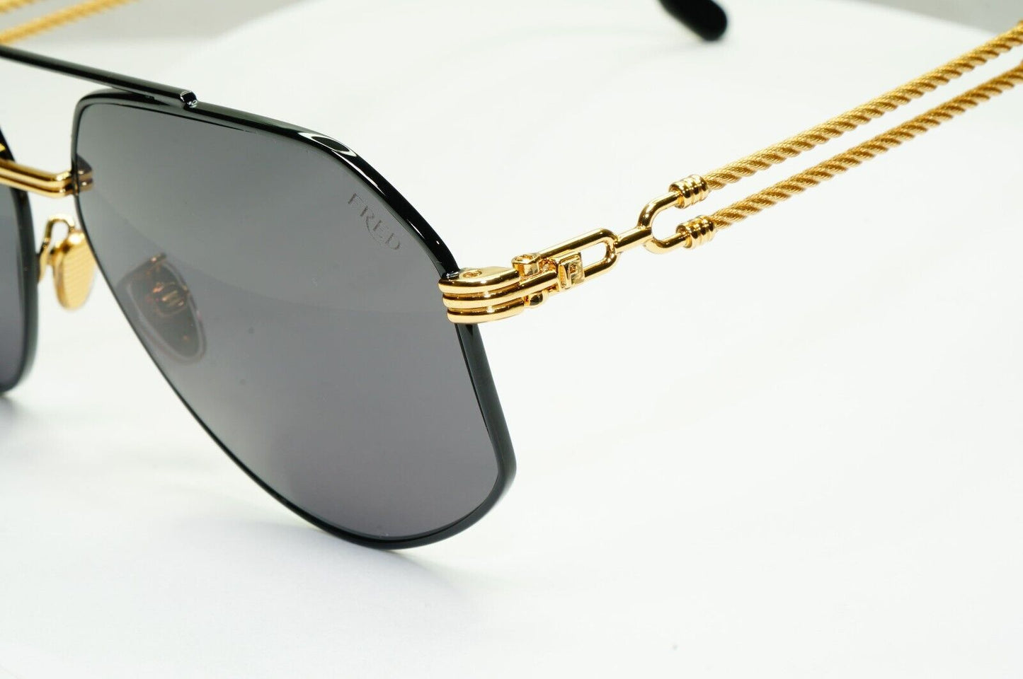 Fred Sunglasses Pilot Gold Black Cable Twist Metal FG40030U 01A Force 10 [A]
