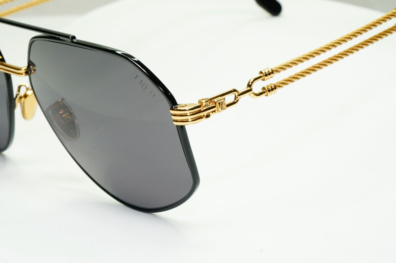 Fred Sunglasses Pilot Gold Black Cable Twist Metal FG40030U 01A Force 10 [A]