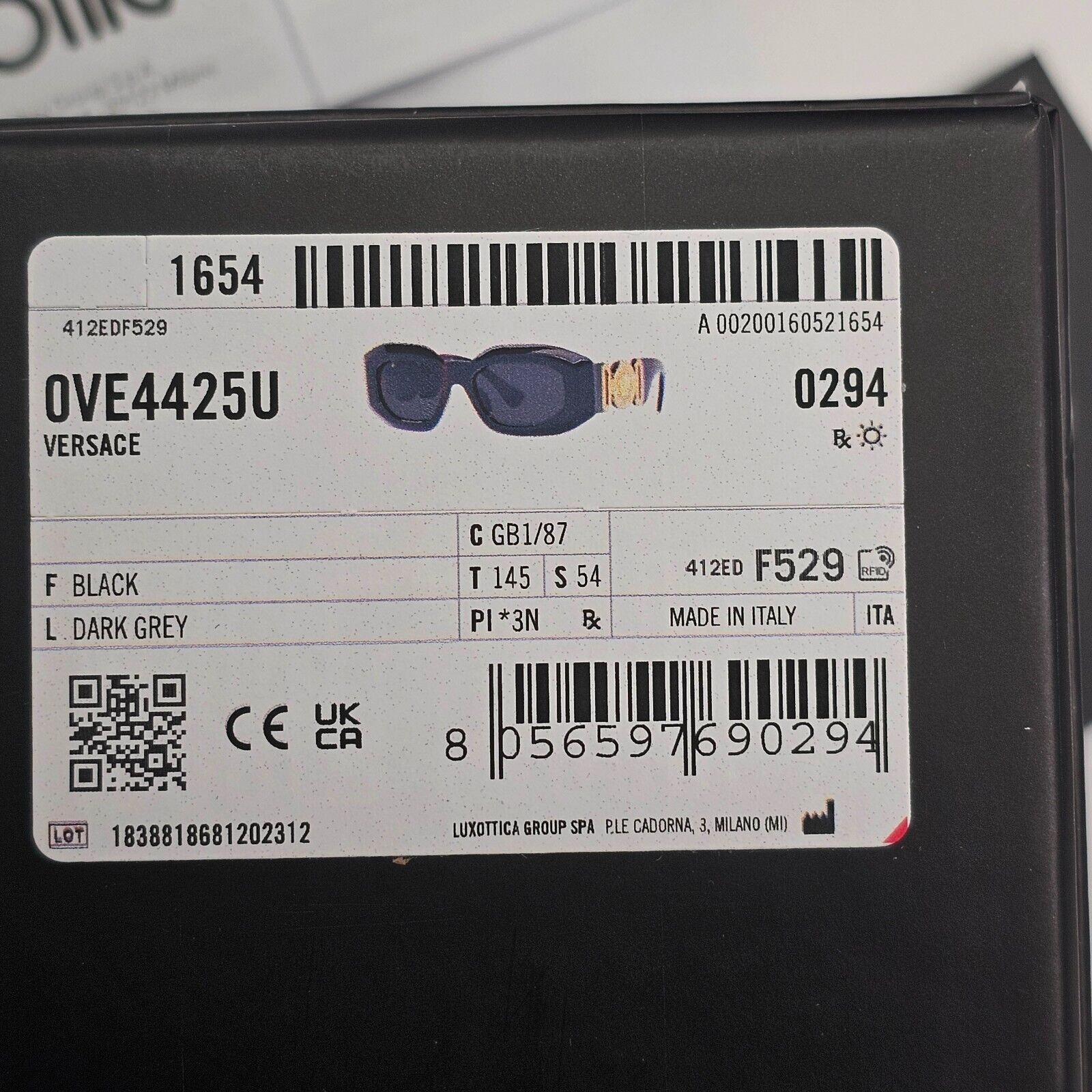 Versace Sunglasses Black Gold Medusa Heavy Large Biggie MOD VE 4425U GB1/87