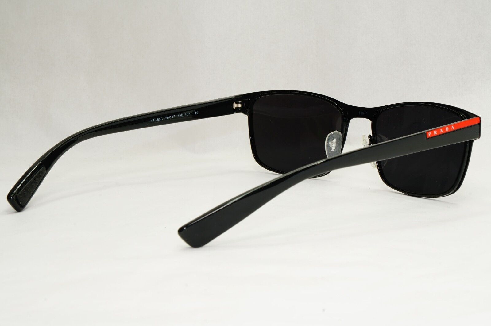 Prada Sunglasses Black Rectangle Square Metal Rim PS50GV VPS 50G 1AB-1O1 55mm