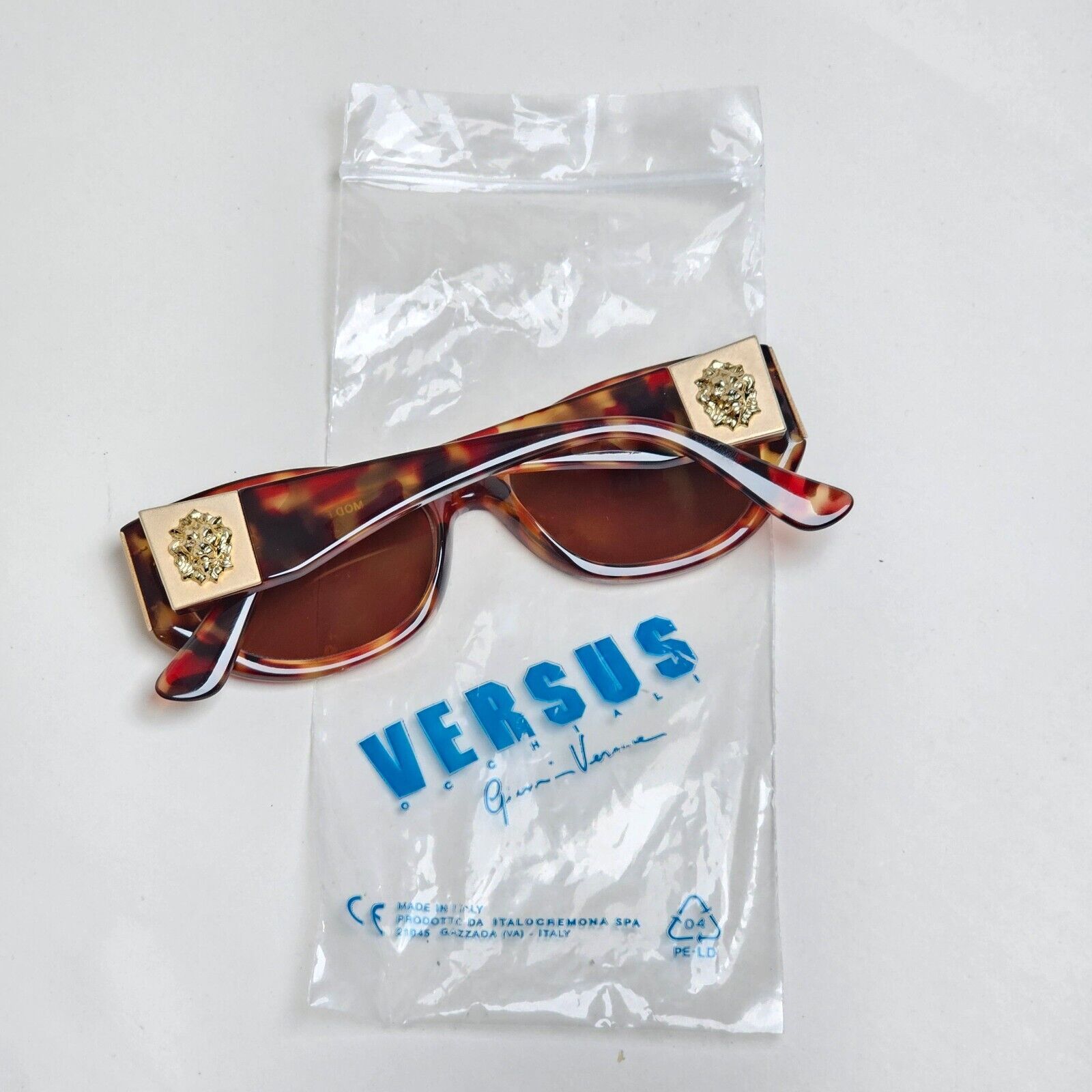 Versus Sunglasses 1996 by Gianni Versace Vintage Gold Lion Brown MOD E06 COL 197