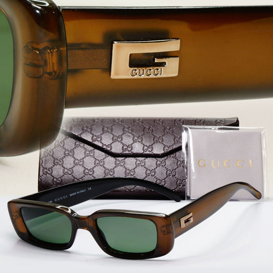 Gucci Sunglasses 1996 Vintage Brown Green Square GG 2409/N/S 4NR 49mm 230924