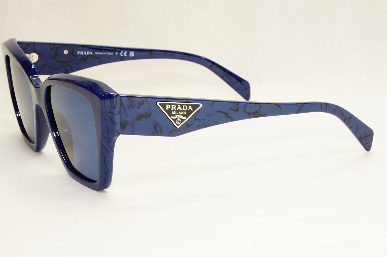 Prada Sunglasses Blue Triangle Symbole Marble Square PR09ZV VPR 09Z 18D-1O1 51mm