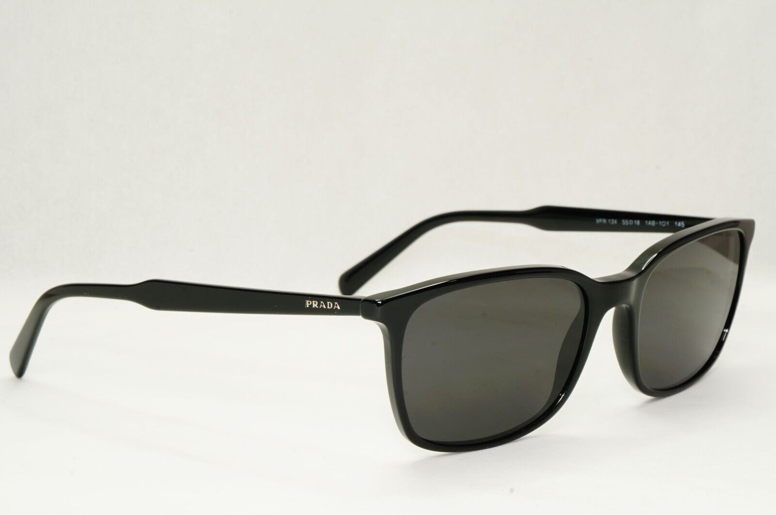 Prada Sunglasses Black Square Glossy Fashion PR13XV VPR 13X 1AB-1O1 55mm