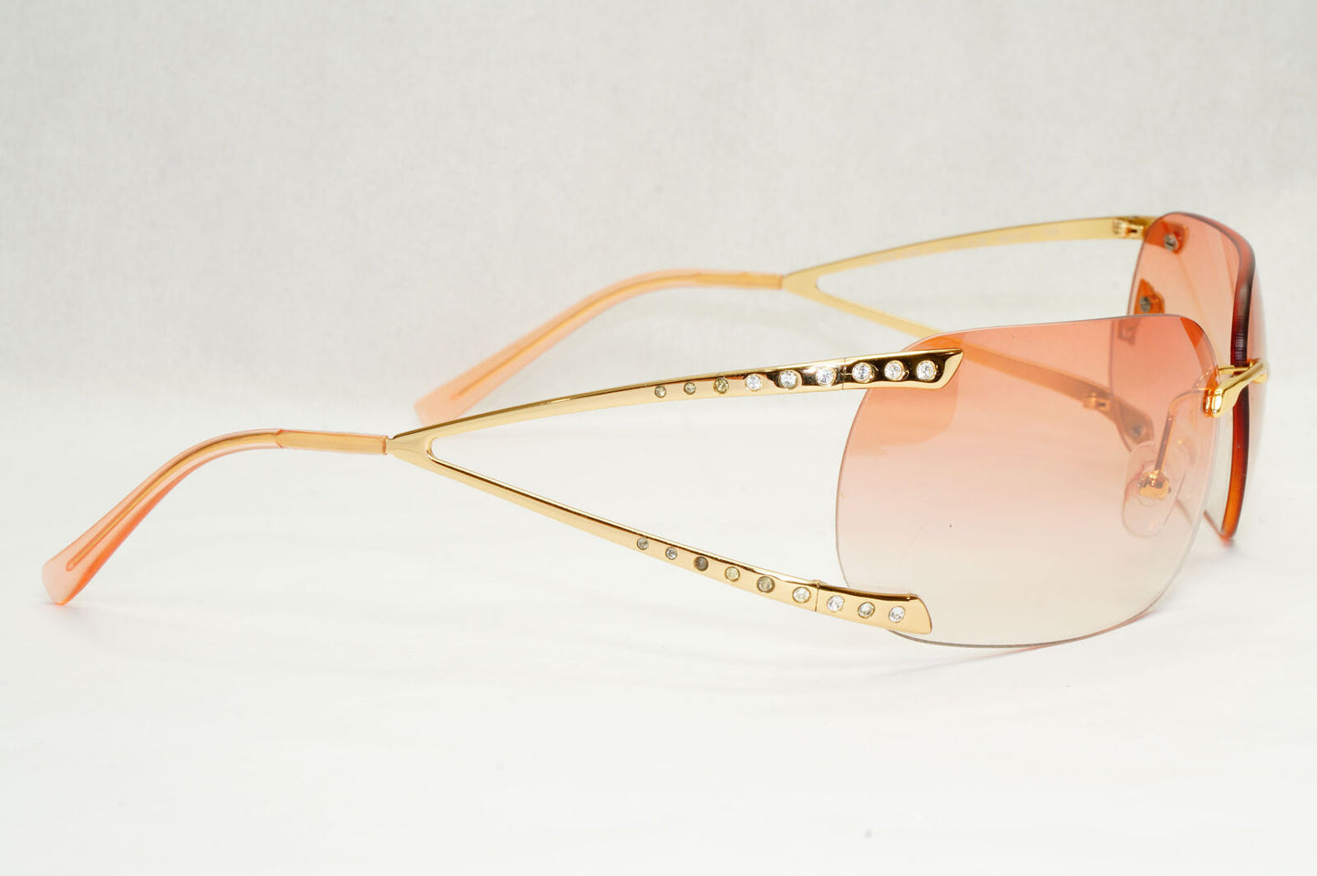 Versace Sunglasses 2004 Vintage Rimless Gold Medusa Crystal N86-H N30/536 270124