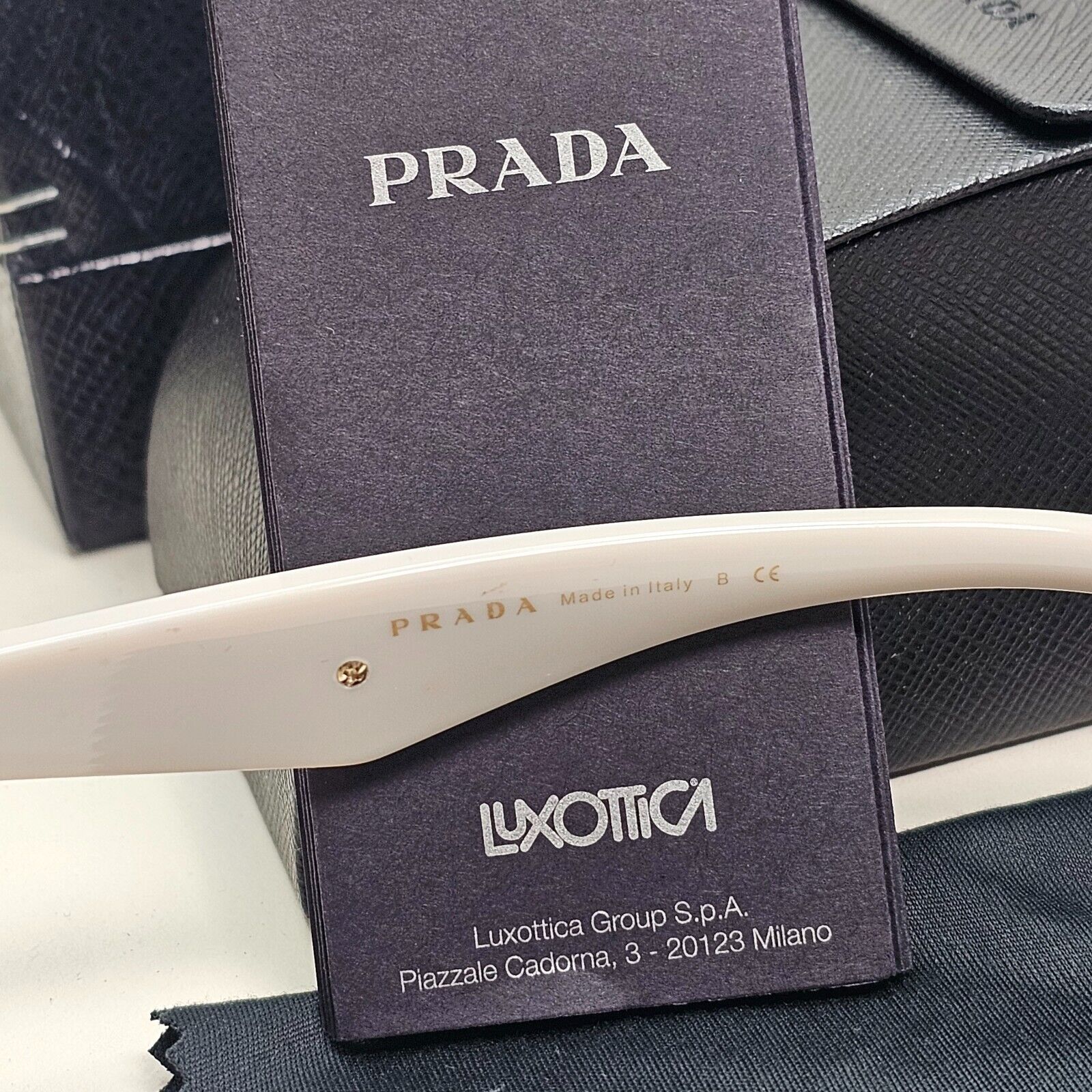 Prada Sunglasses White Saffiano Leather Triangle PR15SS SPR 15S UFP-3H2 270924