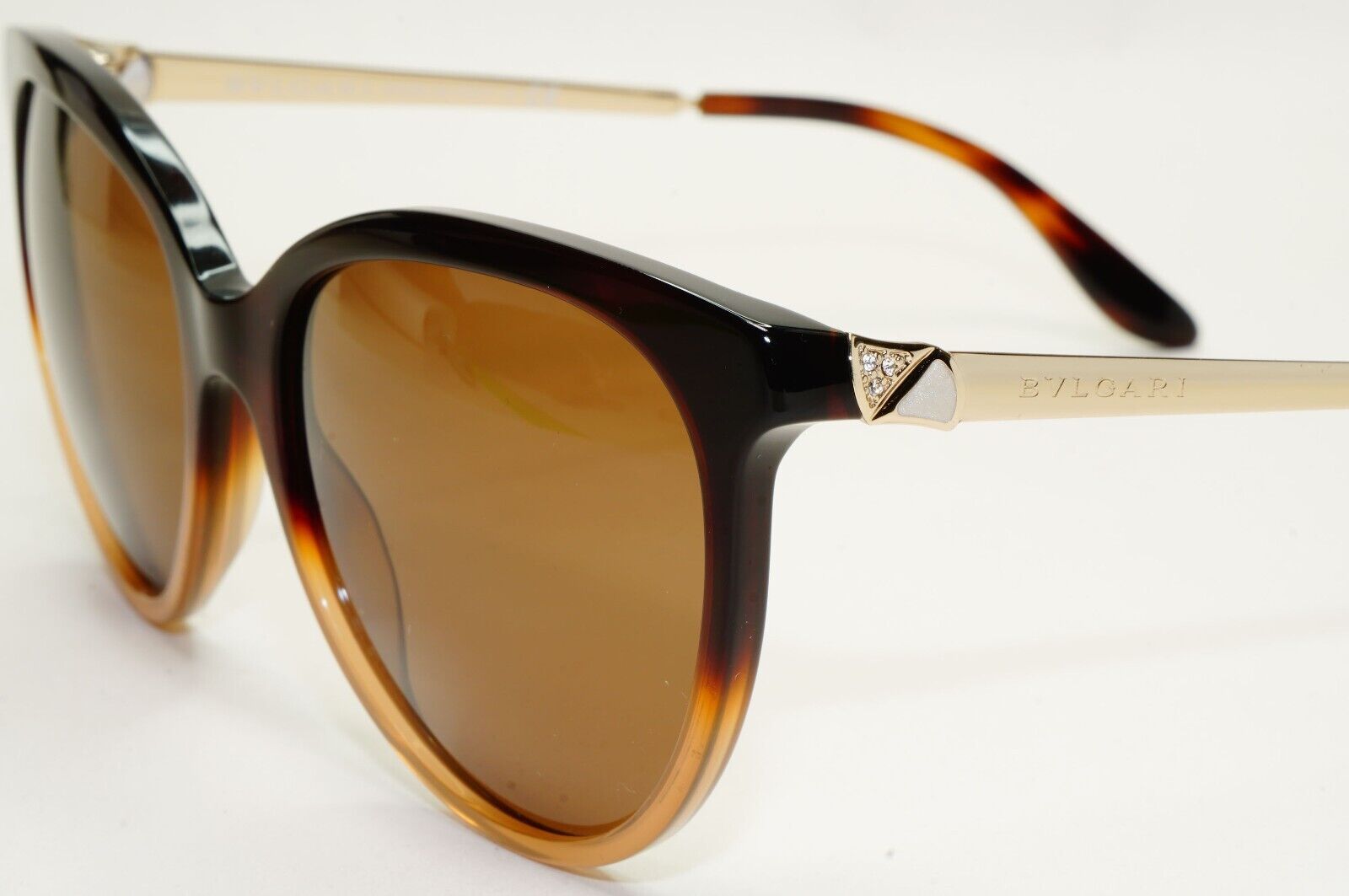 Bvlgari Sunglasses Brown Gold Diamante Square 8161-B 5362/13 56mm 120824