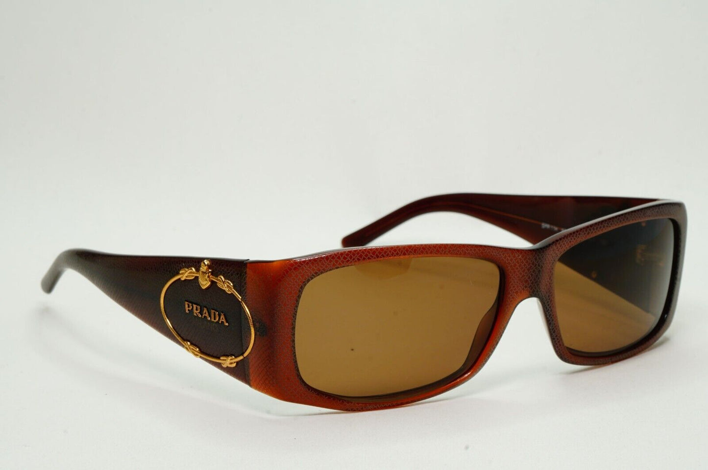 Prada Sunglasses 2007 Vintage Brown Saffiano Crest PR11HS SPR 11H 7JY-8C1 061024