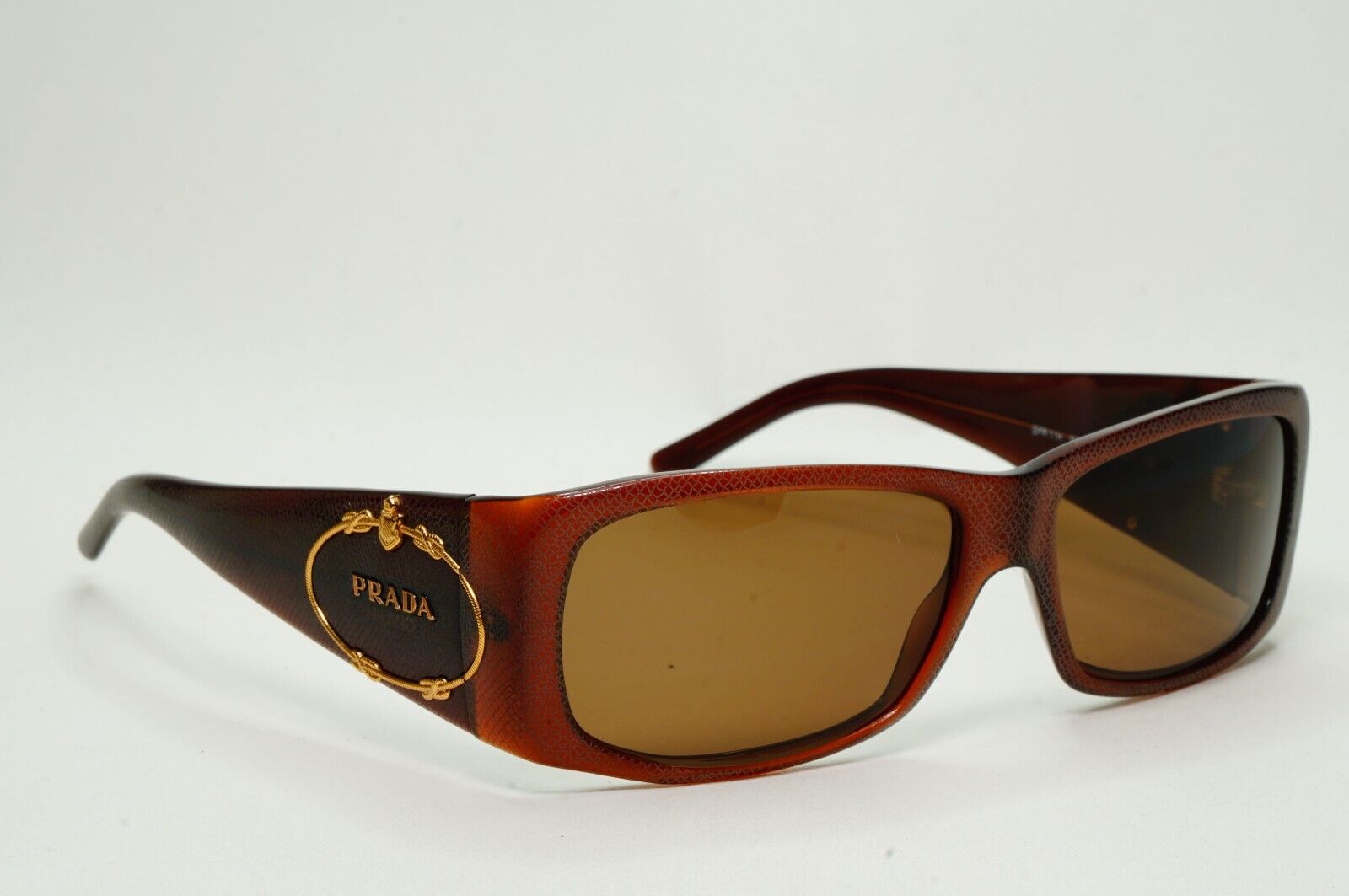 Prada Sunglasses 2007 Vintage Brown Saffiano Crest PR11HS SPR 11H 7JY-8C1 061024