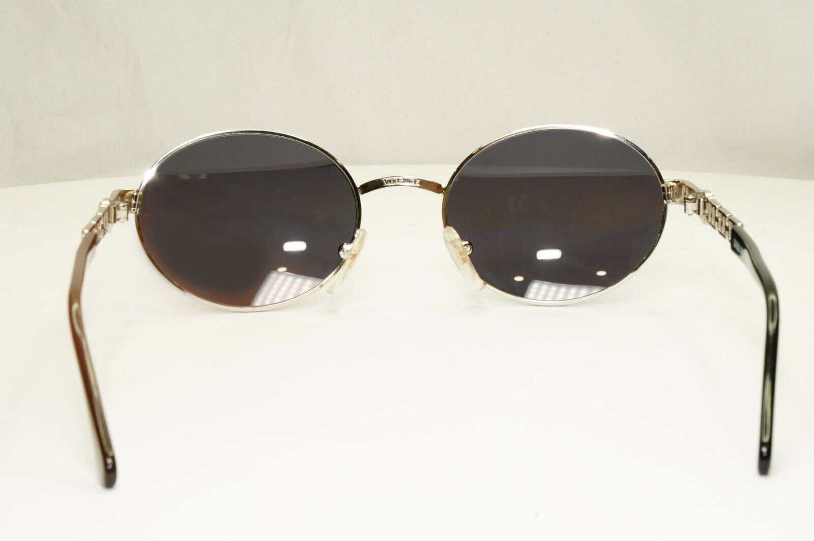 Gianni Versace 1995 Vintage Silver Medusa Round Black Sunglasses MOD G43 COL 26M