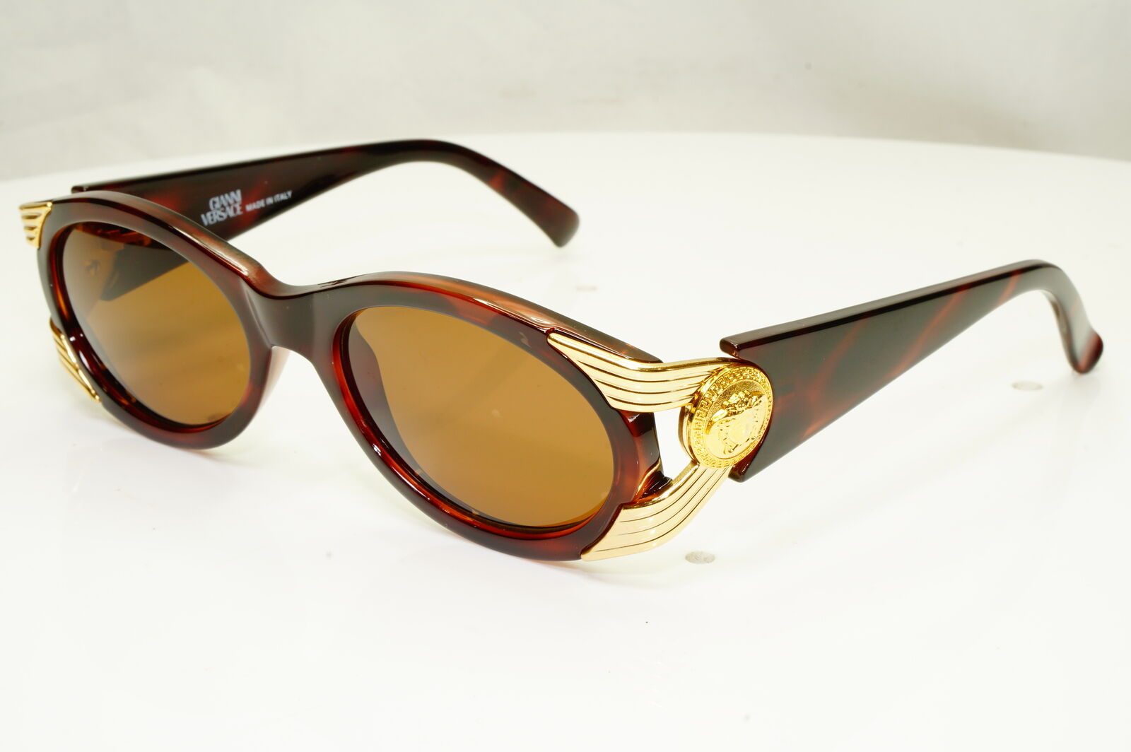 Gianni Versace 1996 Mens Vintage Brown Gold Medusa Sunglasses MOD 423 COL 900