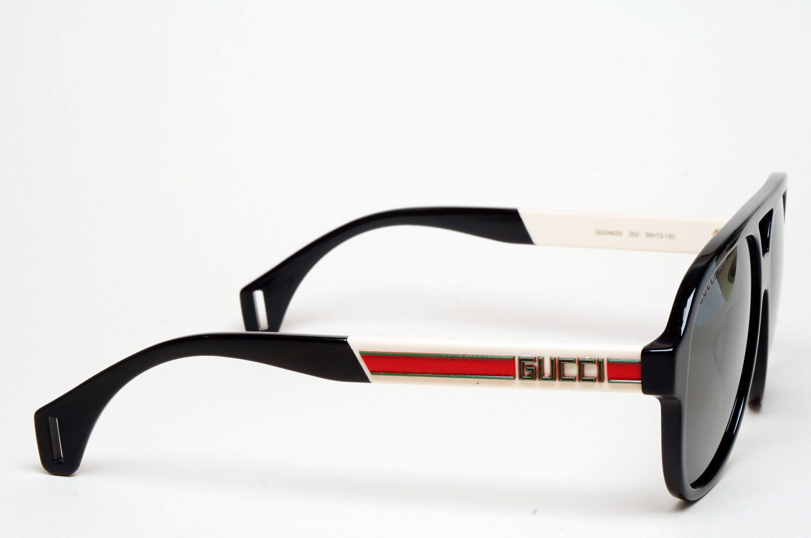 Gucci Sunglasses 2019 Black Polarised Pilot White Red GG 0463S 002 58mm 070325
