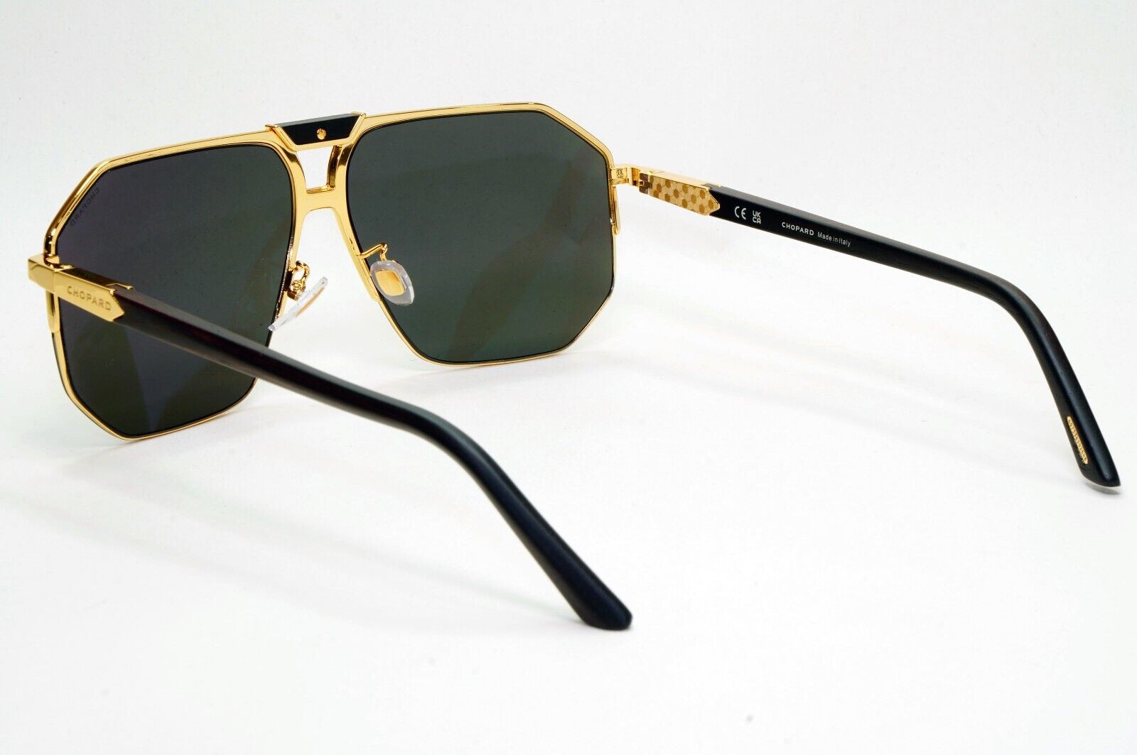 Chopard Sunglasses Gold Wood Polarised Pilot Navigator Grey SCH G61V 400P