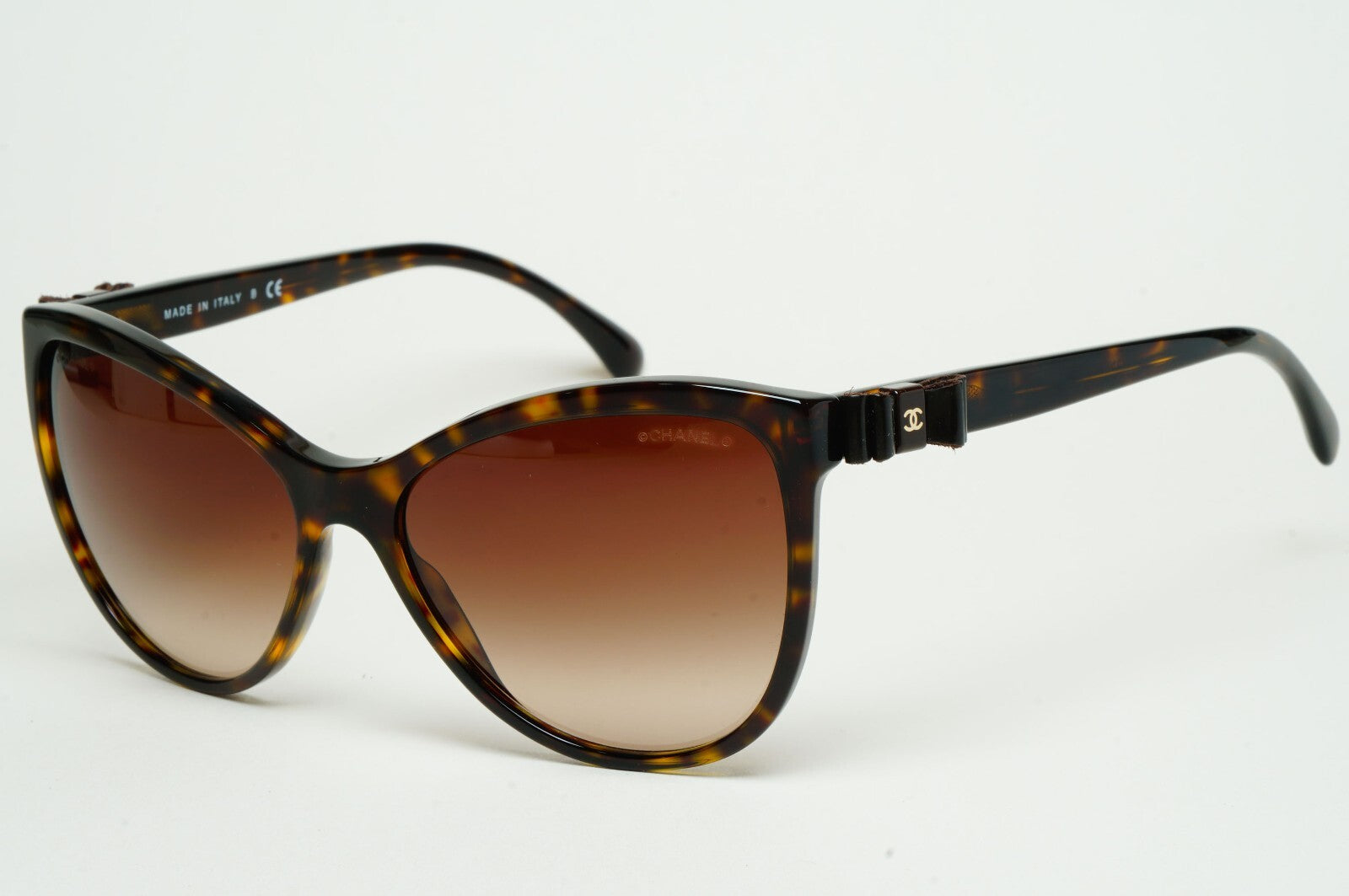 Chanel Sunglasses Leather Bow Brown Tortoise Cat Eye 5281-Q c.714/S5 070325