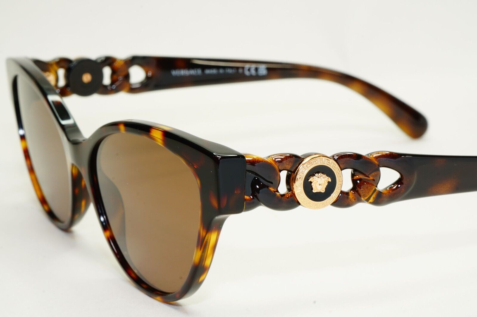 Versace Sunglasses Brown Gold Medusa Chain Tortoiseshell MOD VE 3305 108 55mm