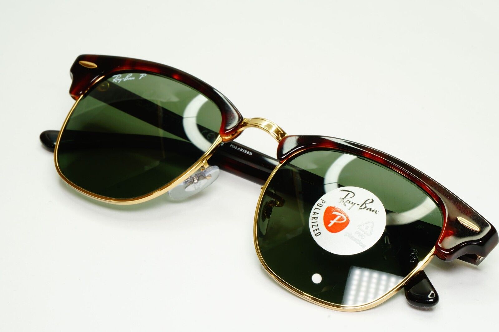 Ray-Ban Sunglasses Clubmaster Polarised Brown Tortoise Green RB 3016 990/58 49mm