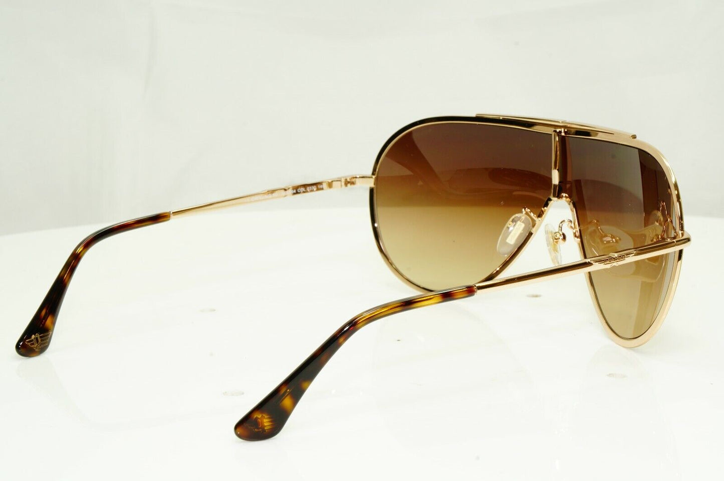 Police Gold Brown Gradient Shield Visor Ski Metal Sunglasses Mens SPL 964 0330