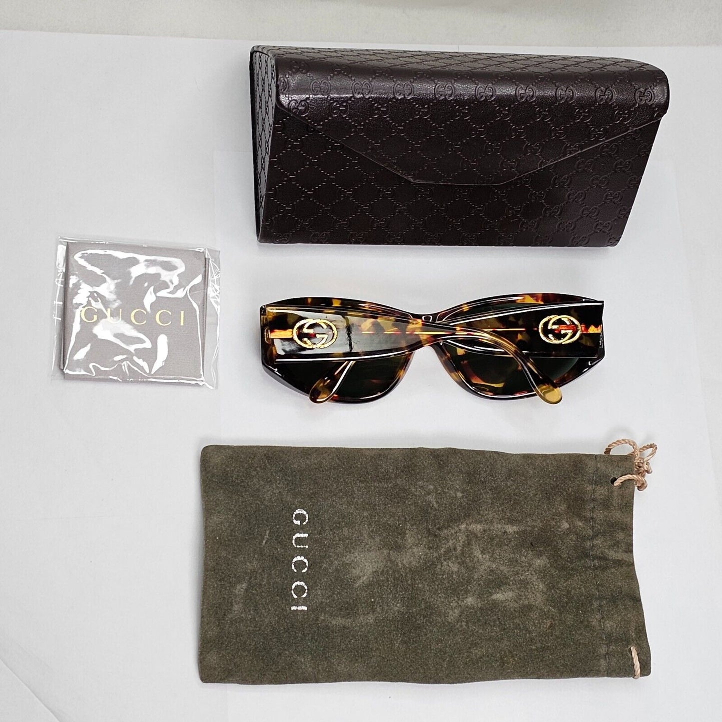 Gucci Sunglasses 1996 Vintage Brown Tortoise Green Unisex GG 2151/N/S 02Y 121223