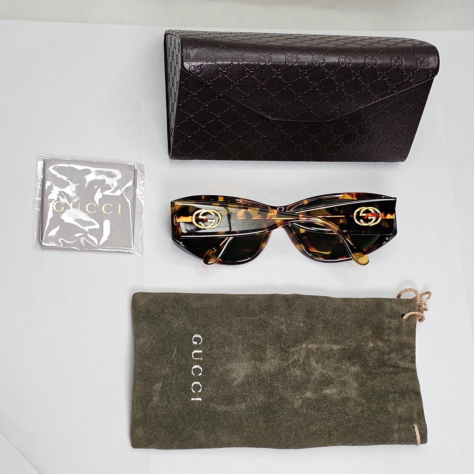 Gucci Sunglasses 1996 Vintage Brown Tortoise Green Unisex GG 2151/N/S 02Y 121223