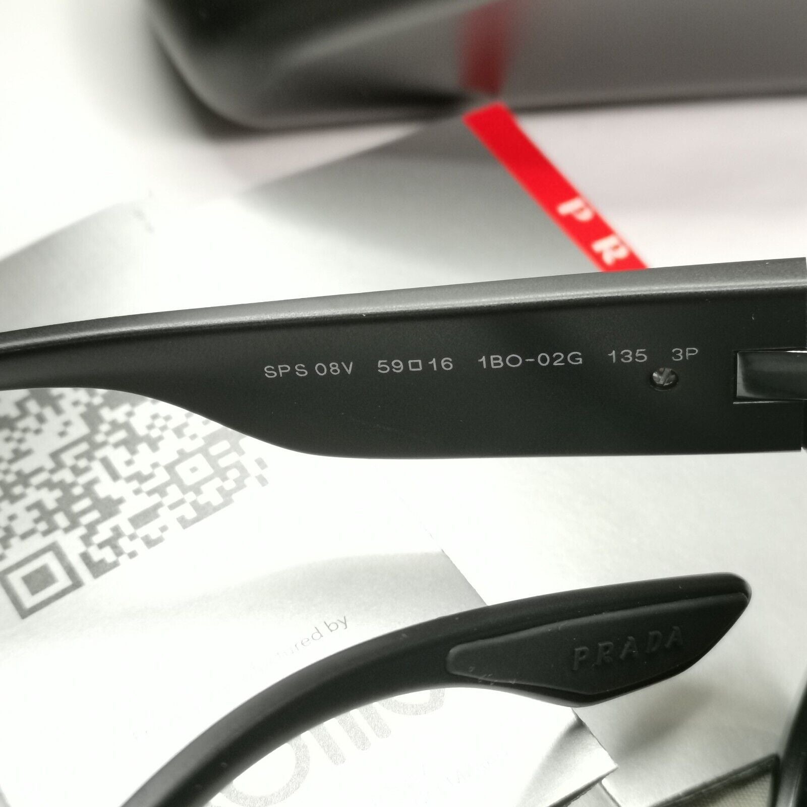 Prada Sunglasses Black Polarized Square Wrap Matte PS08VS SPS 08V 1BO-02G 59mm