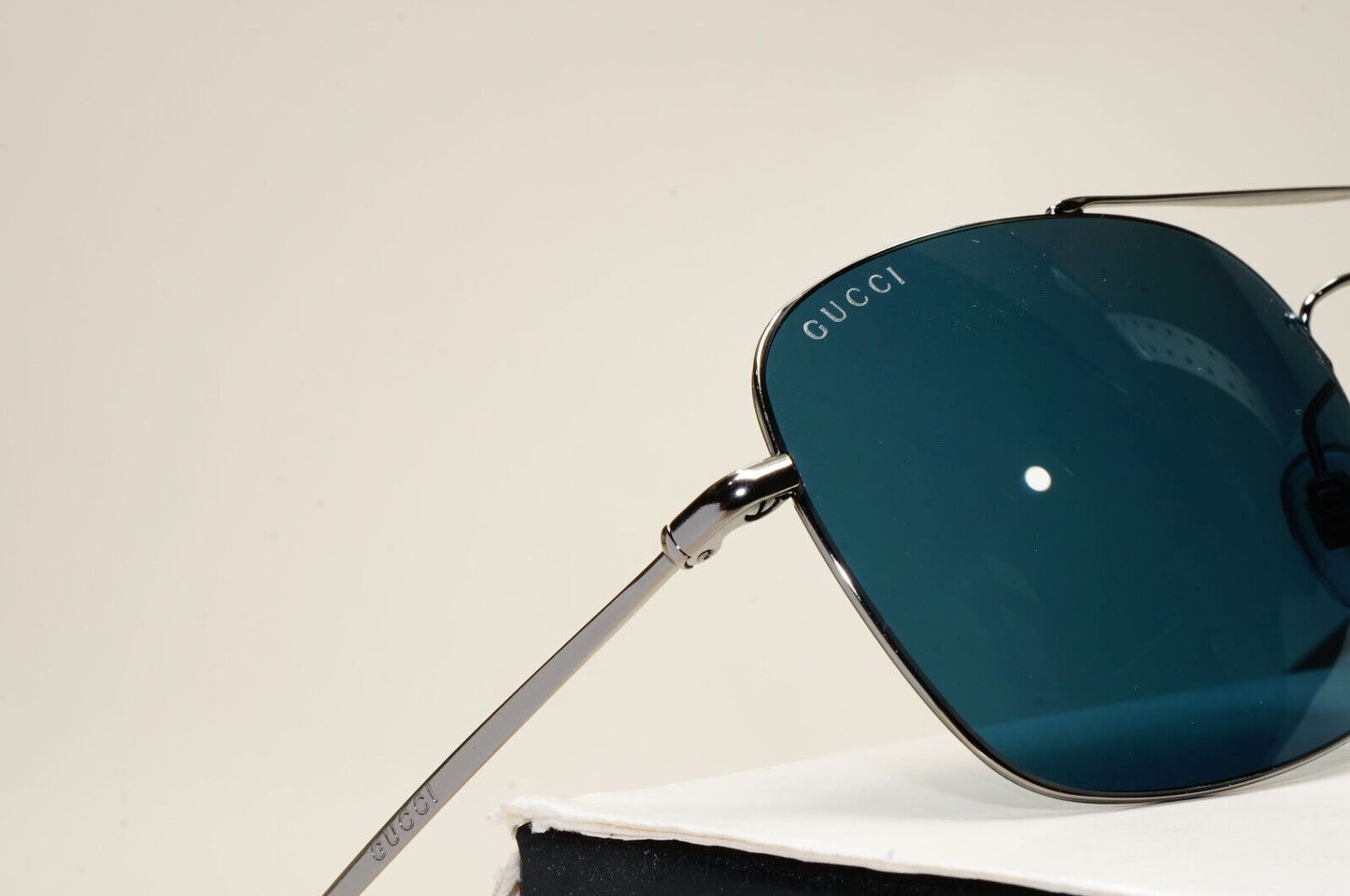 Gucci Sunglasses 2019 Ultralight Pilot Gunmetal Blue Teal GG 0503S 004 011124