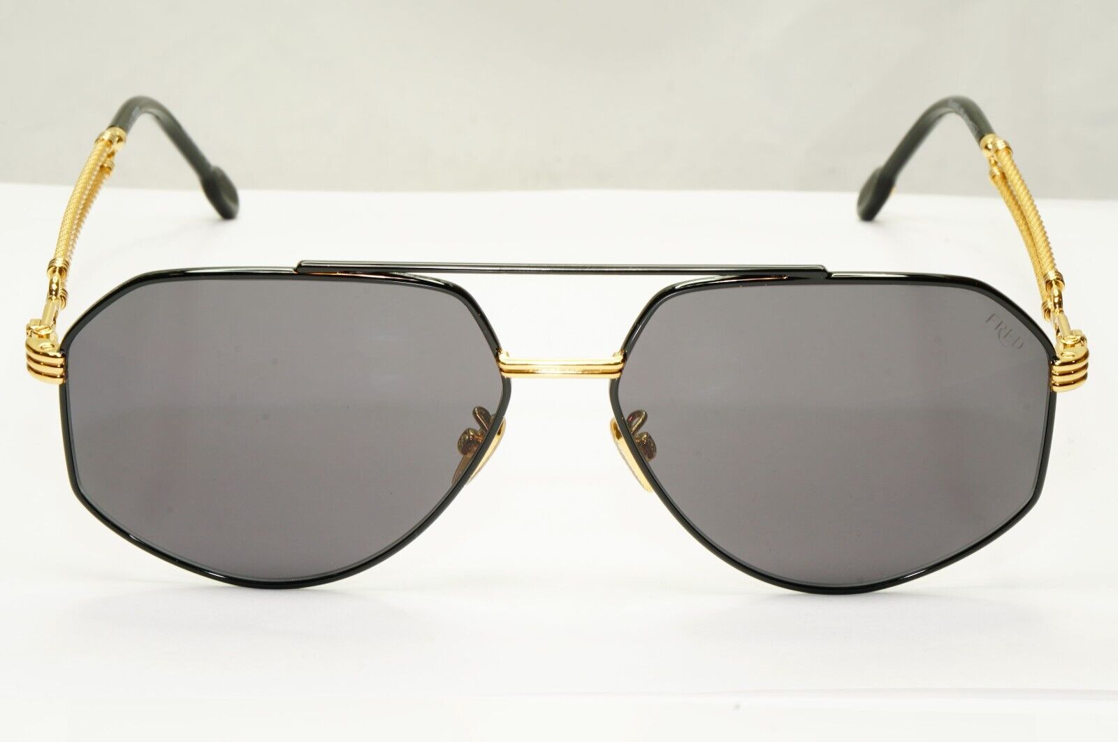Fred Sunglasses Pilot Gold Black Cable Twist Metal FG40030U 01A Force 10 [A]