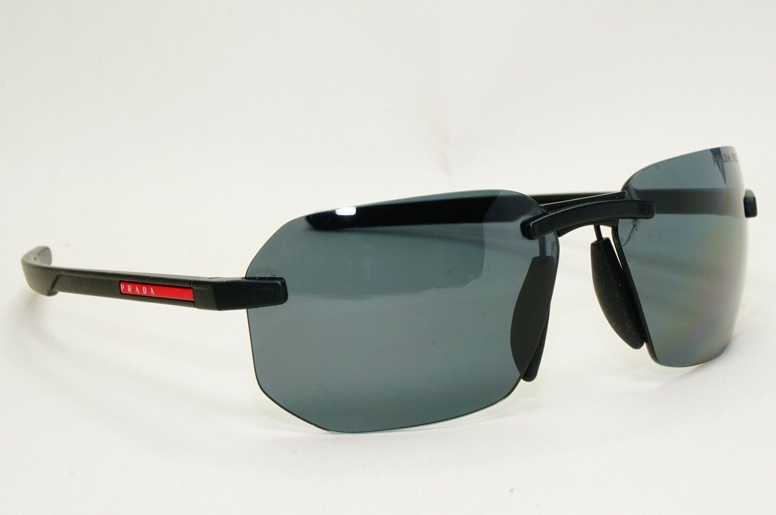 Prada Sunglasses Polarised Black Grey Rimless PS09WS SPS 09W DG0-02G 260724