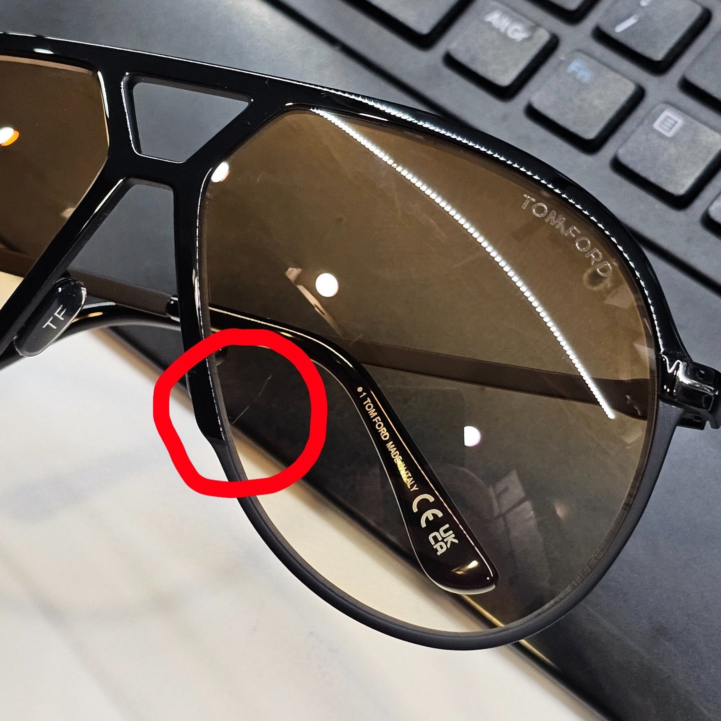 Tom Ford Sunglasses Xavier Black Yellow Large Pilot FT1060 TF 1060 01F [a]