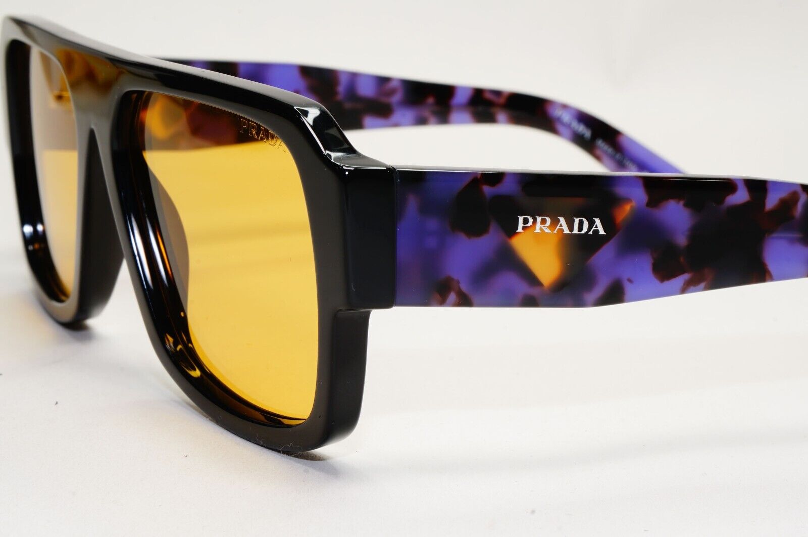 Prada Sunglasses Symbole Square Black Yellow Violet Marble PR22YS SPR 22Y 1AB0B7
