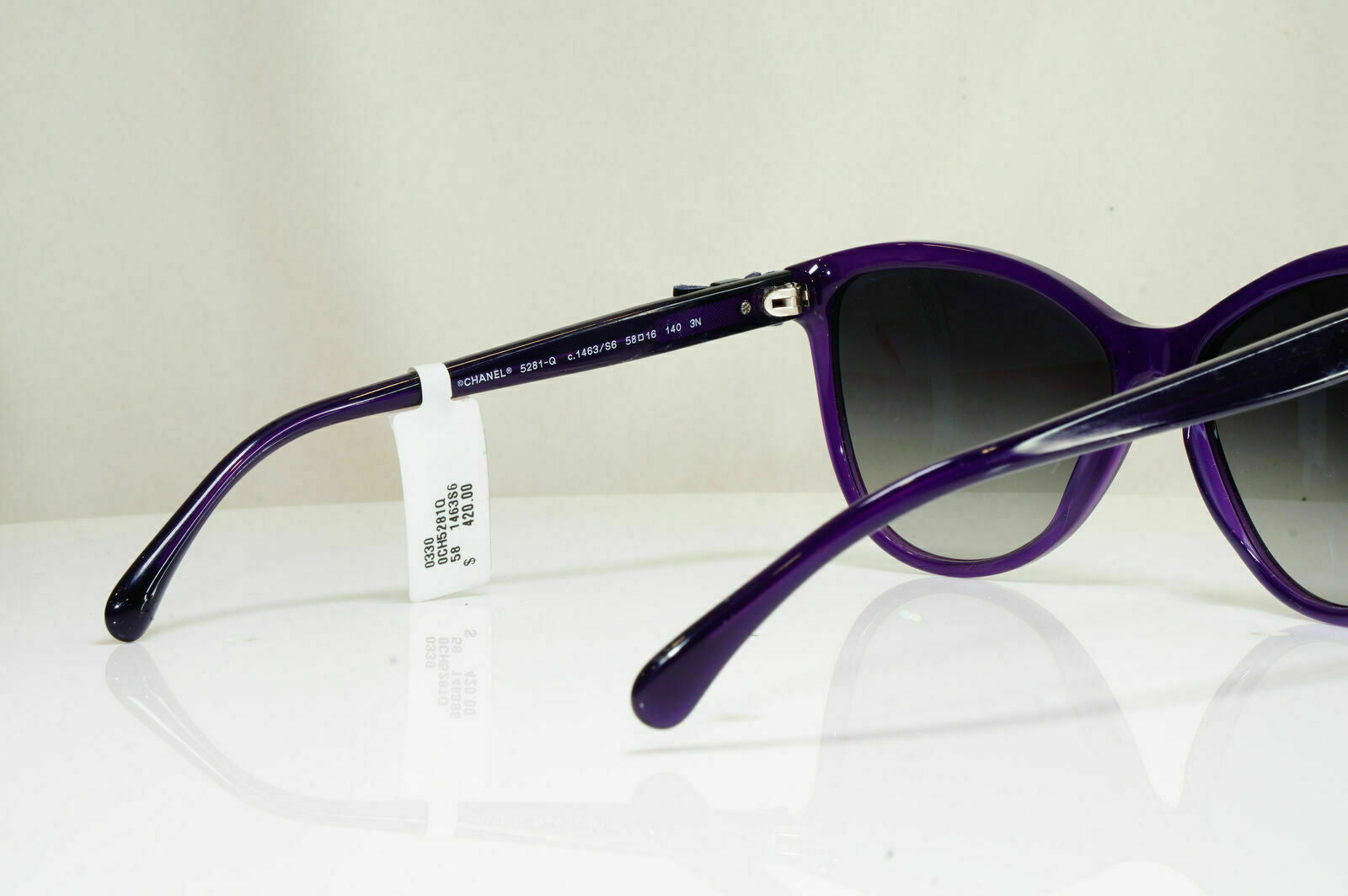 Authentic CHANEL Womens  Sunglasses Violet Purple Square Bow 5281 1463/S6 26762