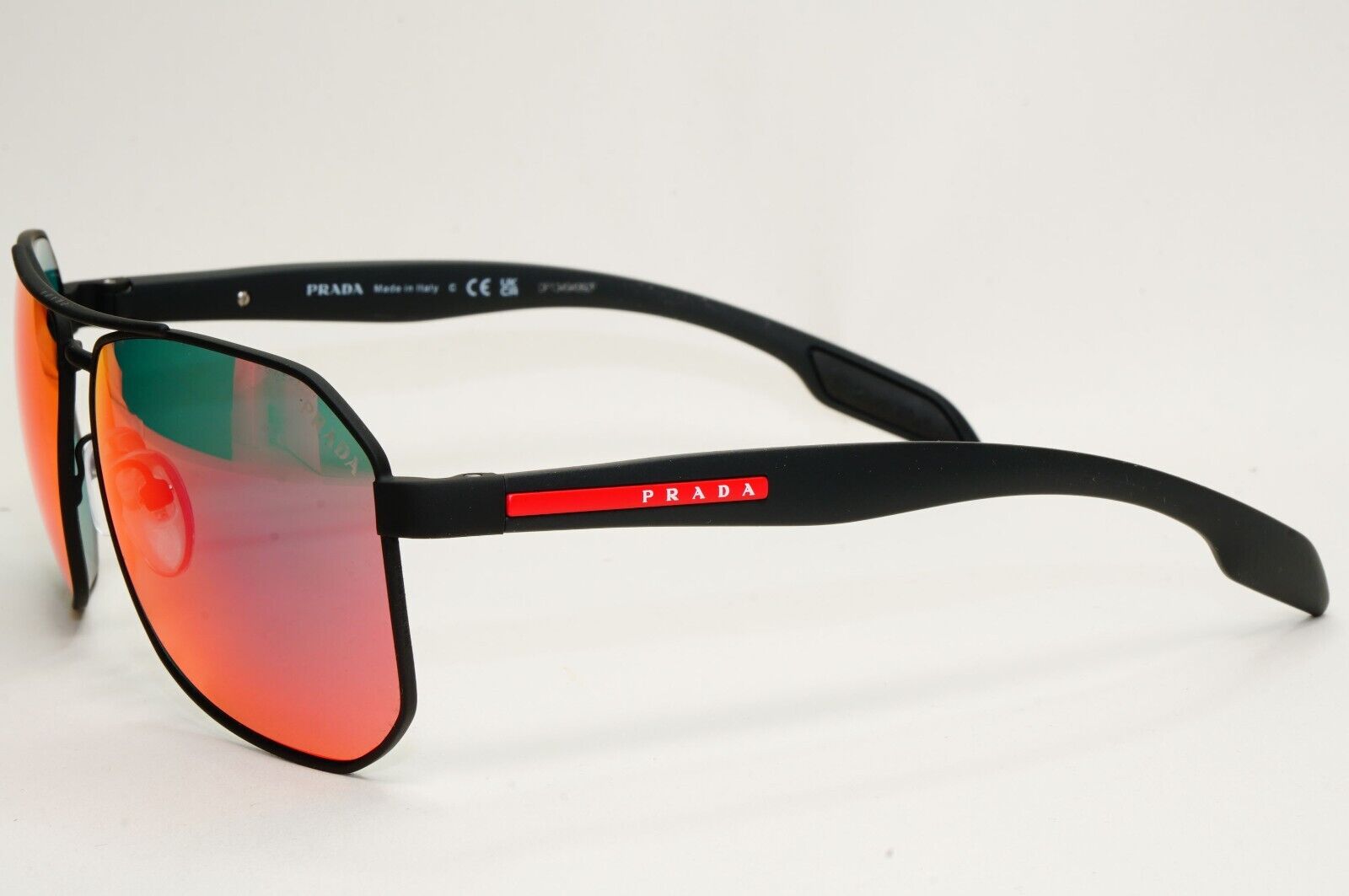 Prada Sunglasses Black Mirror Blue Red Angular Pilot PS51VS SPS 51V DG0-9Q1 62mm