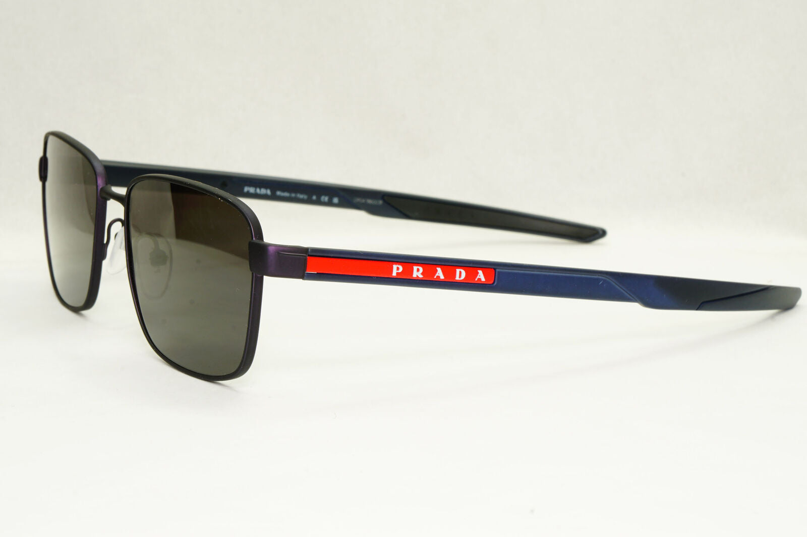 Prada Sunglasses Blue Navy Dark Square Red Stripe PS54OV VPS 54O UR7-1O1 55mm