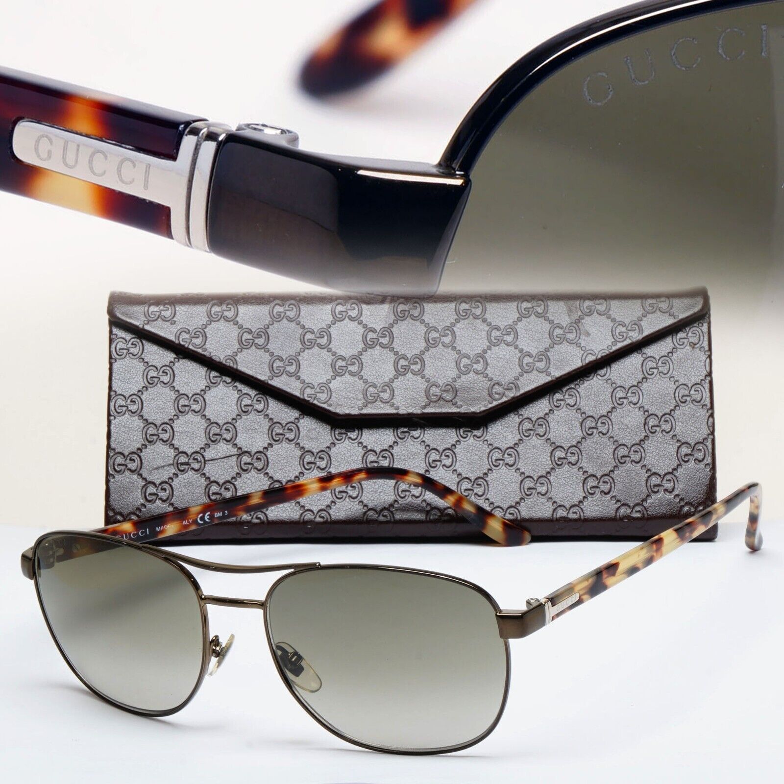 Gucci Sunglasses 2011 Vintage Pilot Brown Grey Unisex GG 2220/S W04HA 060125