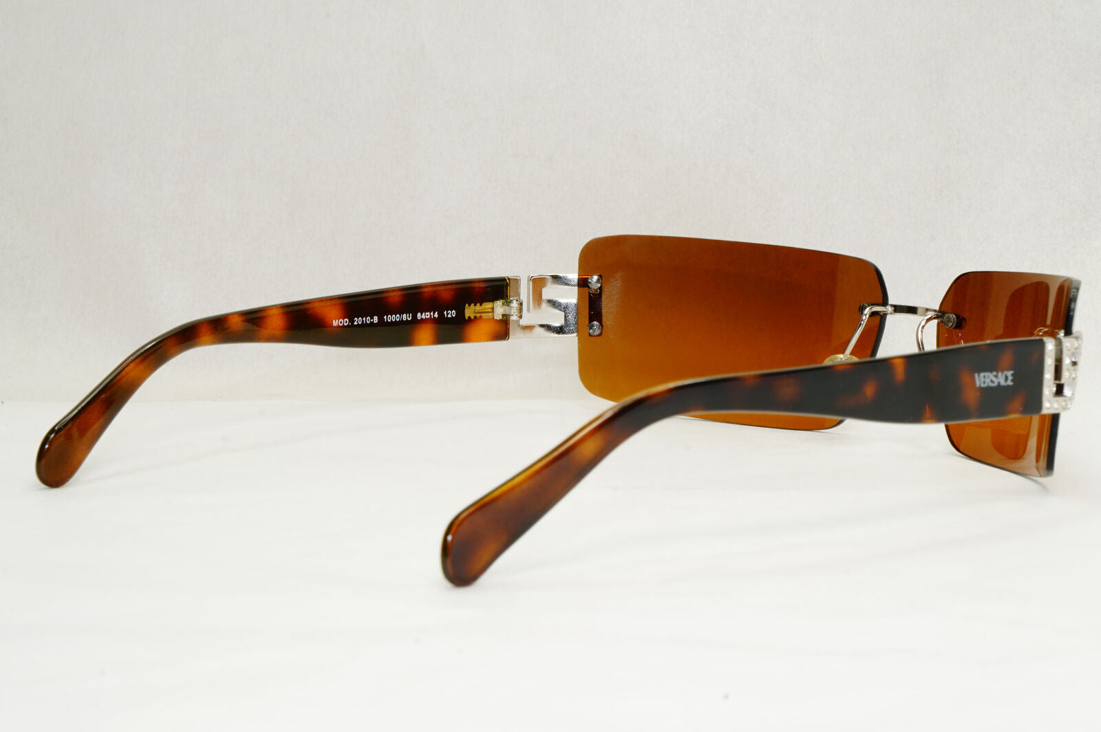 Versace Sunglasses 2004 Vintage Rimless Brown Wrap MOD 2010-B 1000/6U 070224