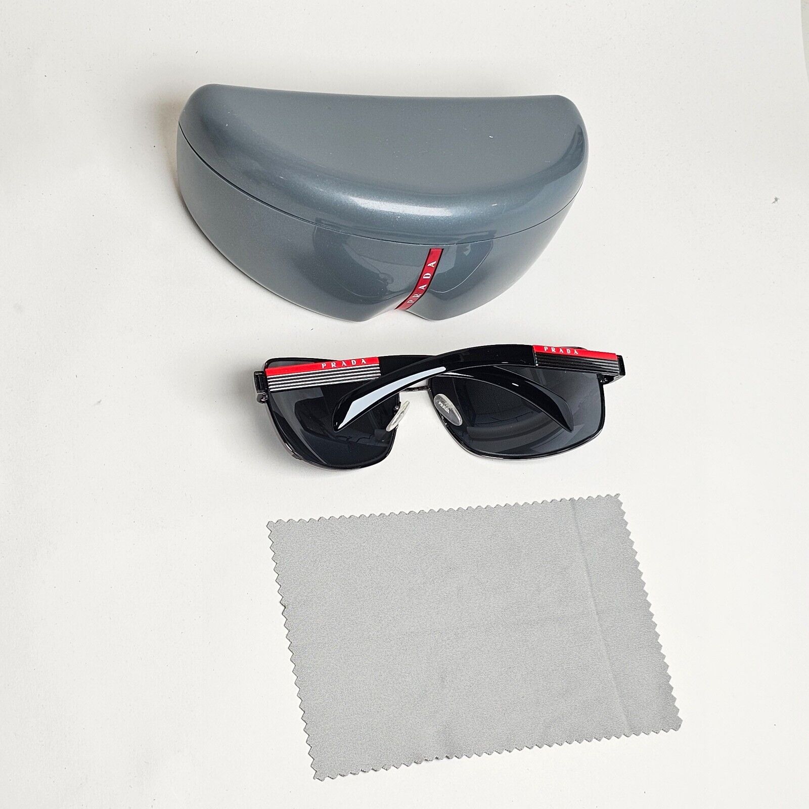 Prada Sunglasses Polarised Gunmetal Grey Square PS54IS SPS 54I 5AV-5Z1 250125