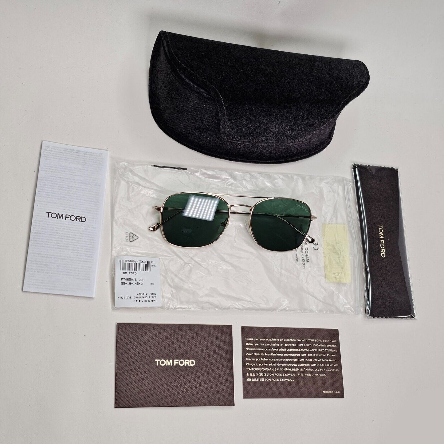 Tom Ford Sunglasses Luca-02 Gold Green Pilot FT0650 TF 650 28N 55mm