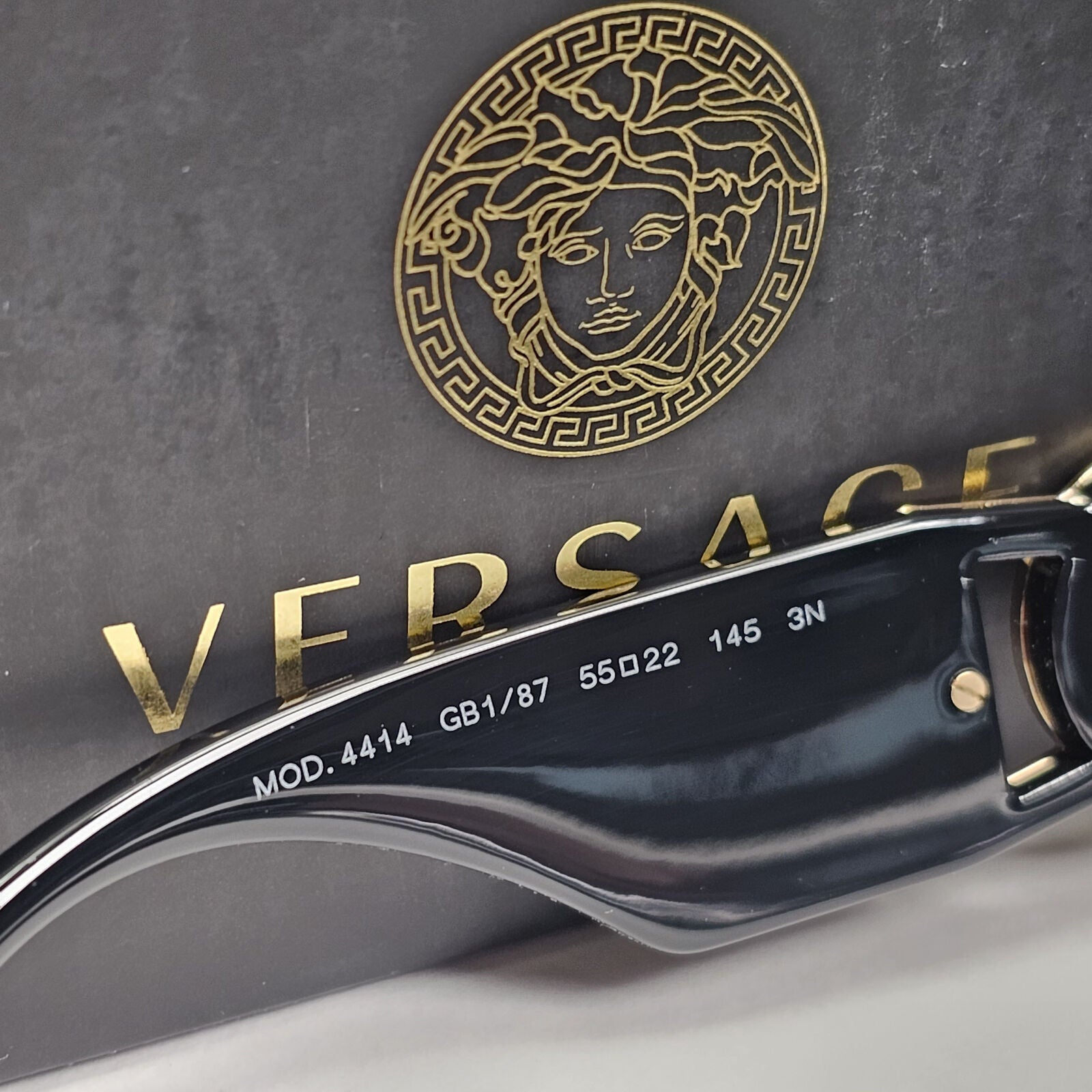 Versace Sunglasses Black Gold Medusa Round Oval Oversized MOD VE 4414 GB1/87