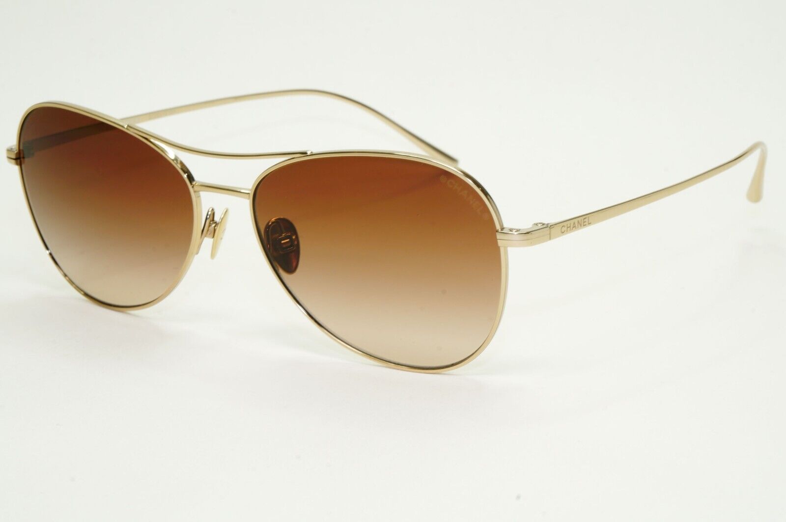Chanel Sunglasses Titanium Gold Pilot Brown Gradient Metal 4259-T c.395/S5 56mm